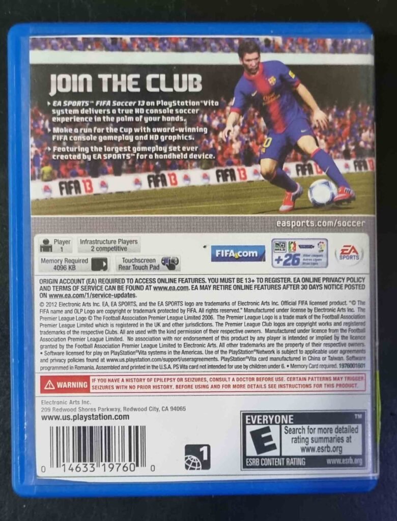 FIFA 13 Pour PS Vita - Cartouche Seule Version Française Loose - État Correct - Jeu Rétro