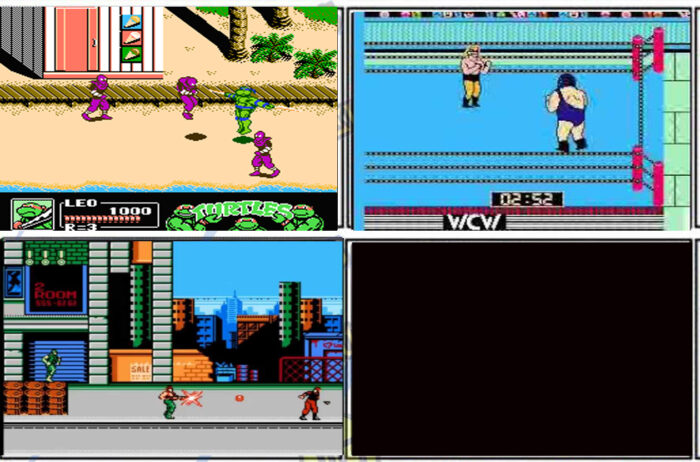 3 in1 | FK-7065 / Teenage Mutant Ninja Turtles III: The Manhattan Project- Super Contra 8 - WCW World Championship Wrestling | Cartucho Compatible Family Game - Imagen 2