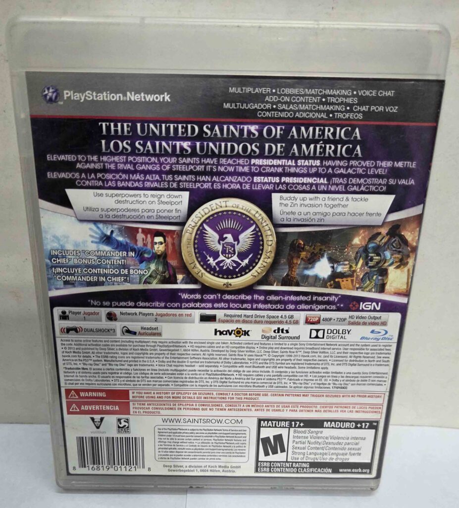 Jeu PS3 Saints Row IV - Complet, Bon état