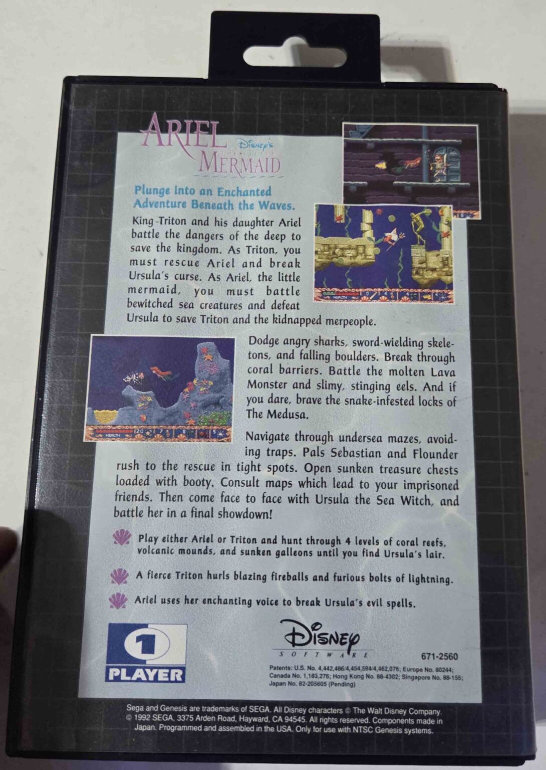Jeu Ariel The Little Mermaid Sur SEGA Mega Drive – Version PAL – Bon état – Complet