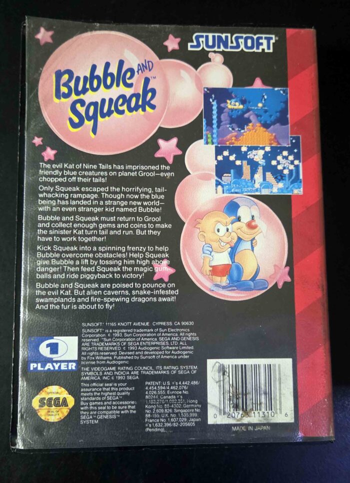 Bubble and Squeak | Sega Genesis Original - Imagen 2