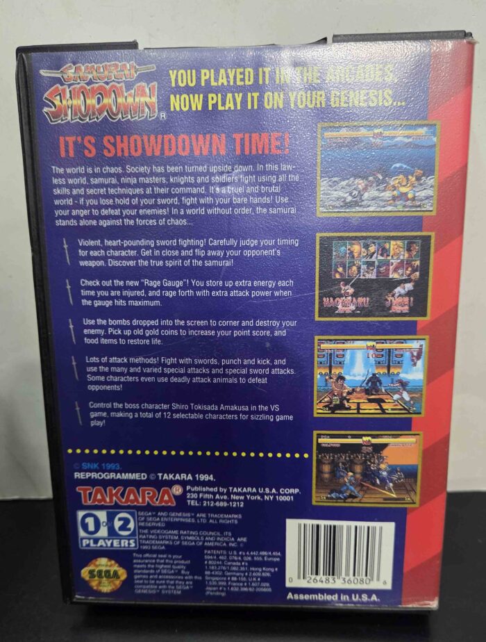 Samurai Shodown | Sega Genesis Original (Cib) - Imagen 2
