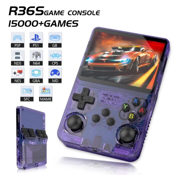 Consola Portátil R36s Mas De 14.000 Juegos Emula mas de 30 Consolas Edicion 2025 Violeta
