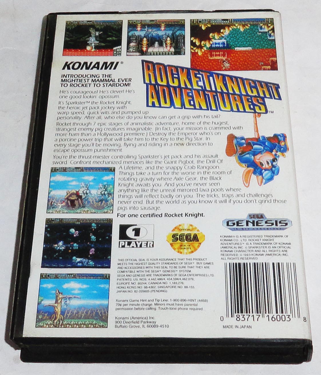 Rocket Knight Adventures Sega Genesis Original Completo - Imagen 6