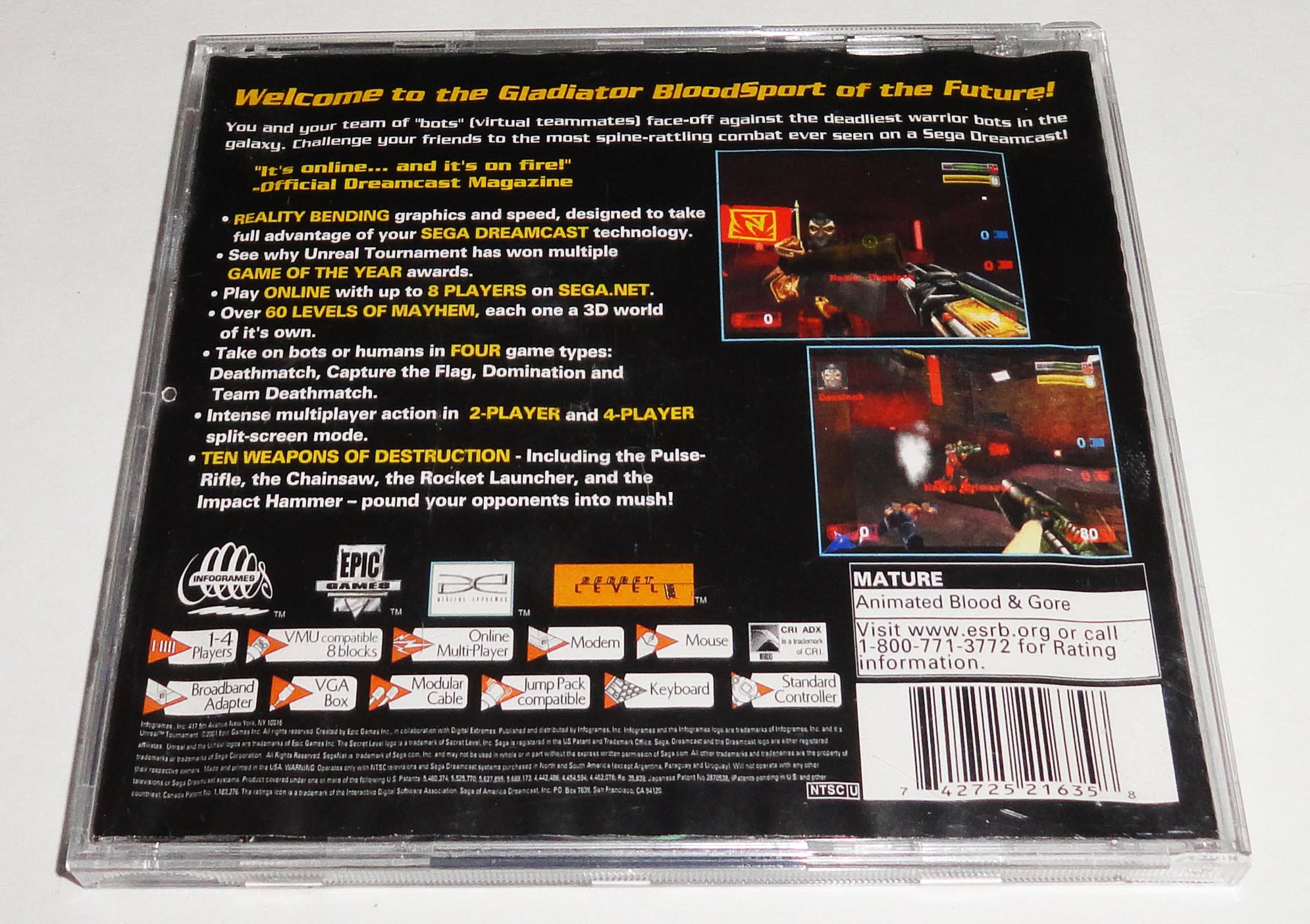 Unreal Tournament Sega Dreamcast Original Usa Completo - Imagen 5